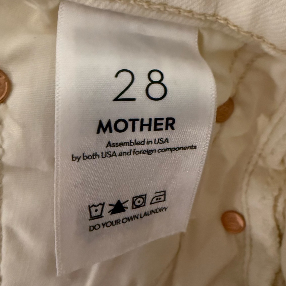 MOTHER The Undercover Cargo Sneak Wide Leg Jeans Cream Puffs Denim Women’s 28 - Picture 14 of 16